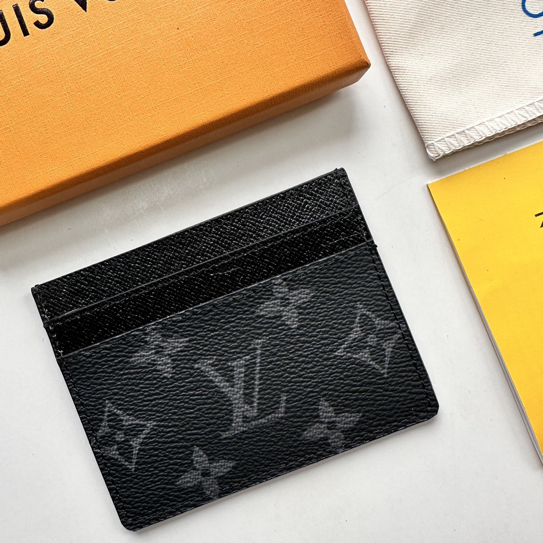 Louis Vuitton Double Card Holder Black Monogram Wallet ﻿