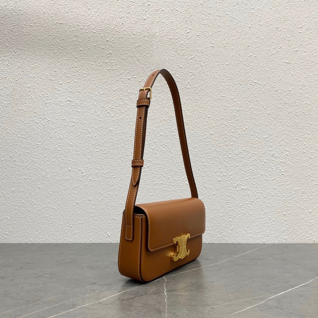 Celine shoulder bag claude in shiny calfskin brown - Bag
