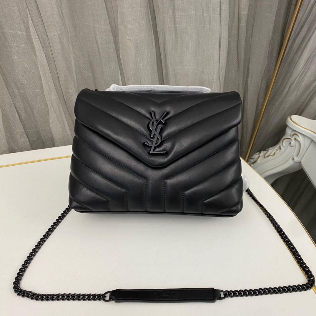 SAINT LAURENT Loulou Small Quilted Leather Shoulder Bag Black - Bag
