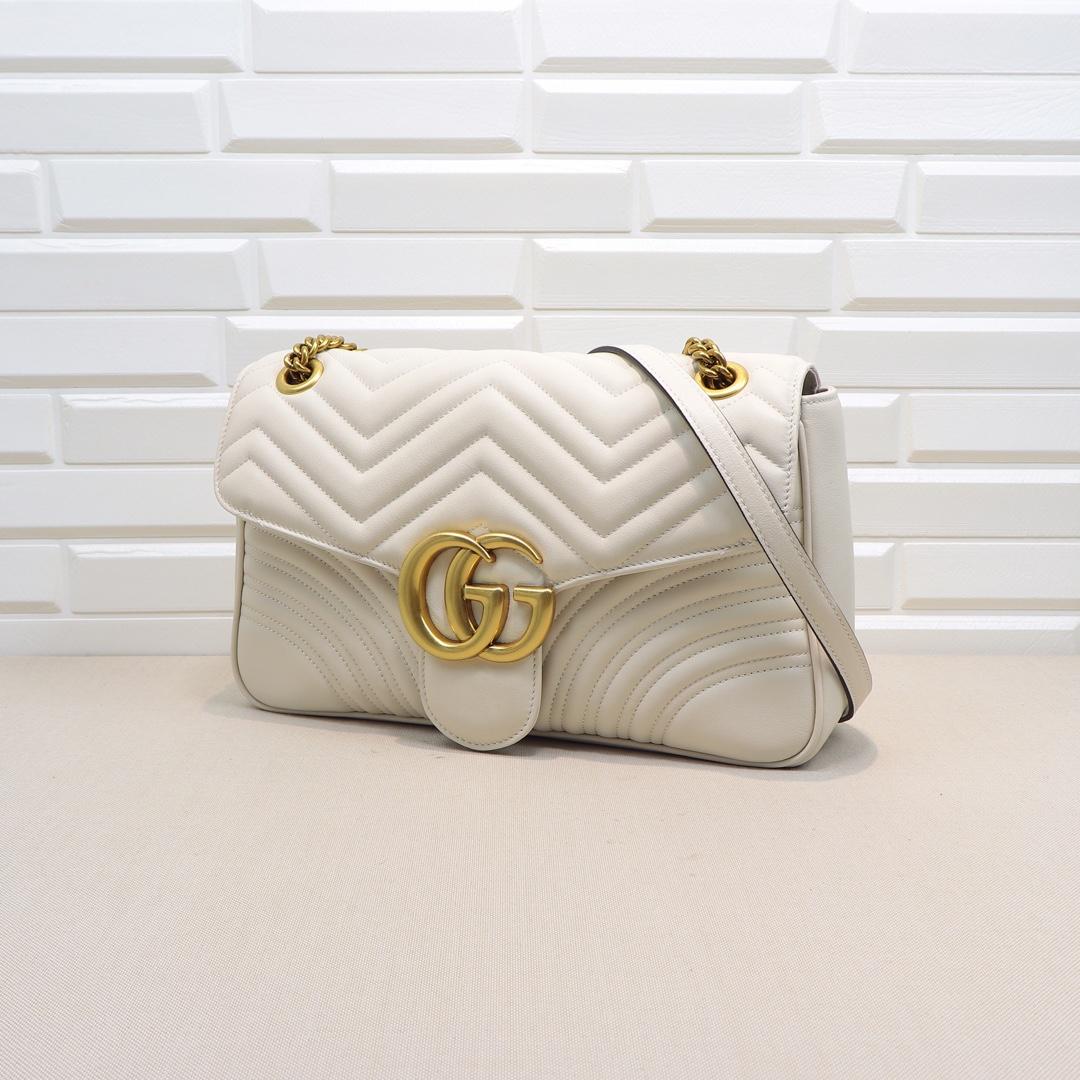 Gucci GG Marmont Small Shoulder Bag in white leather - Bag