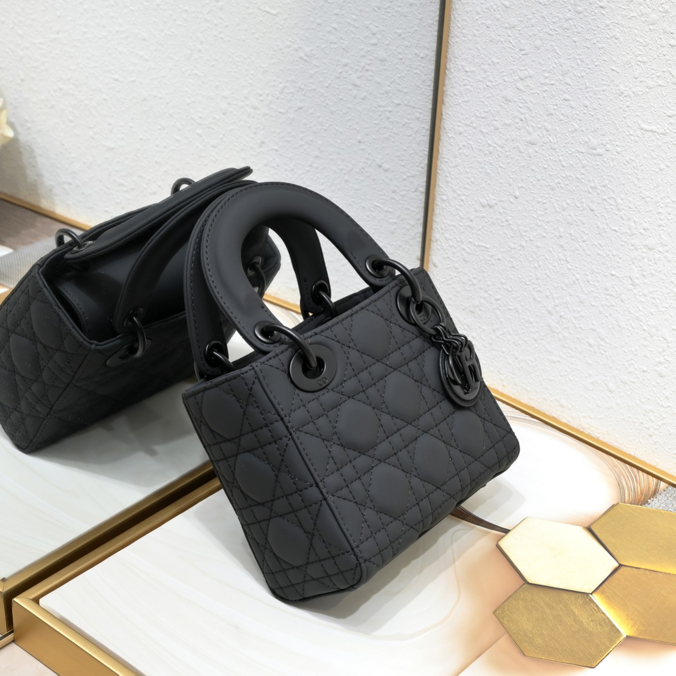 Dior Mini Lady Dior Bag Black Ultramatte Calfskin - Bag