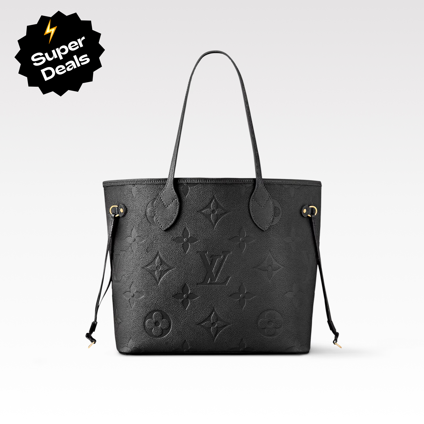 Louis Vuitton Neverfull Black Embossed Medium Handbag