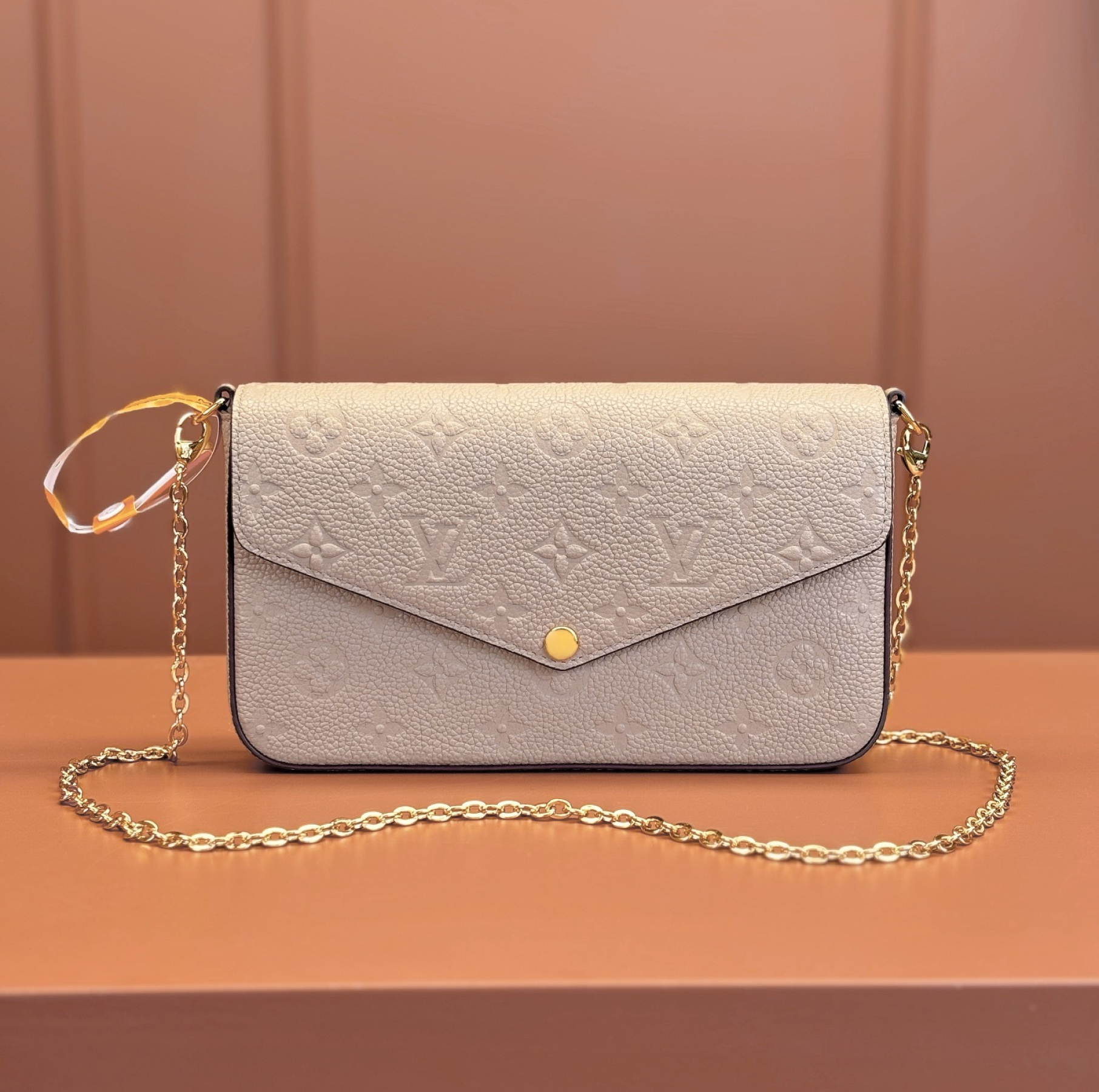 Louis Vuitton POCHETTE FÉLICIE Chain Bag - Elephant Gray Embossed Bag