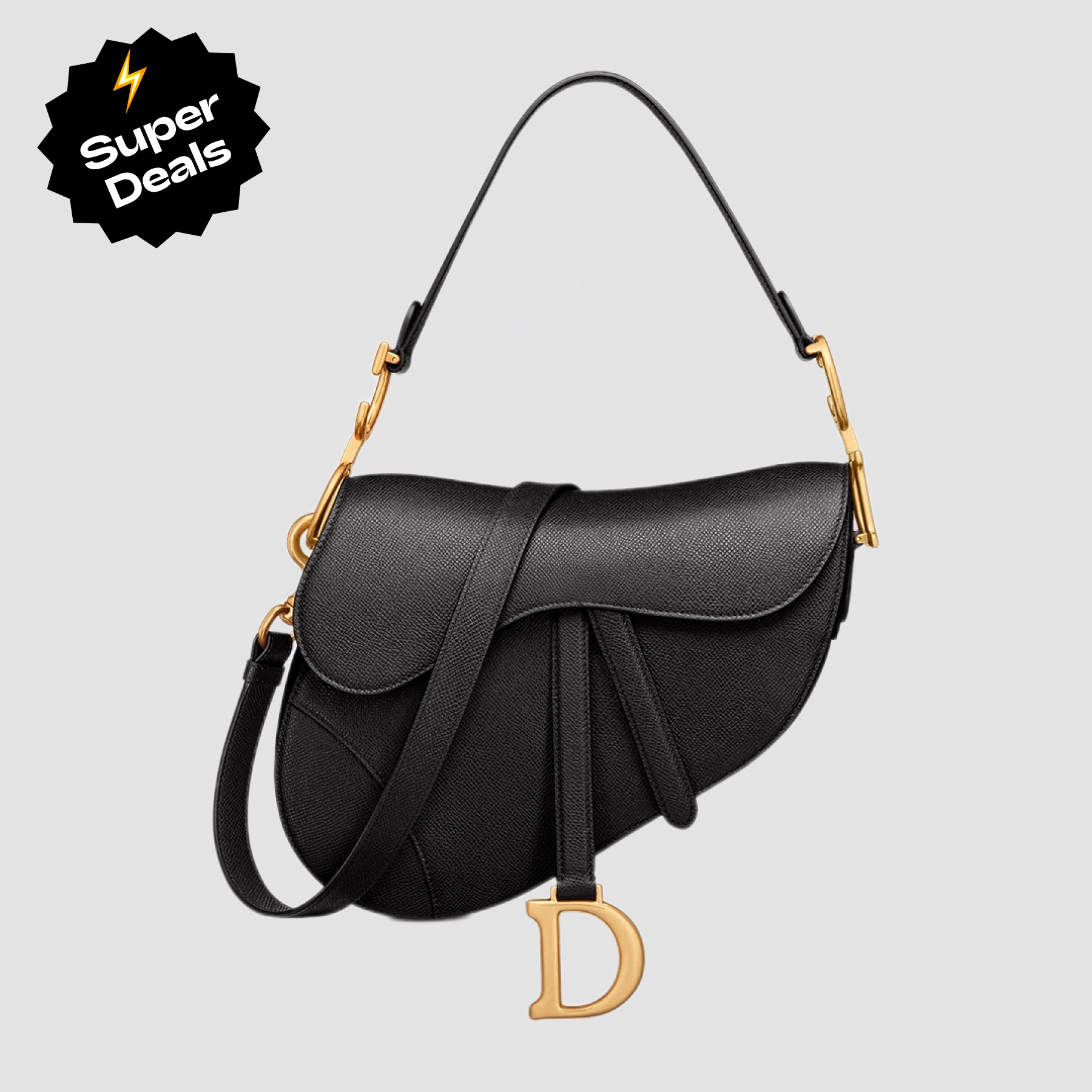 Dior Womens Bags Shoulder Bags SADDLE BAG Black Grained Calfskin - Bag