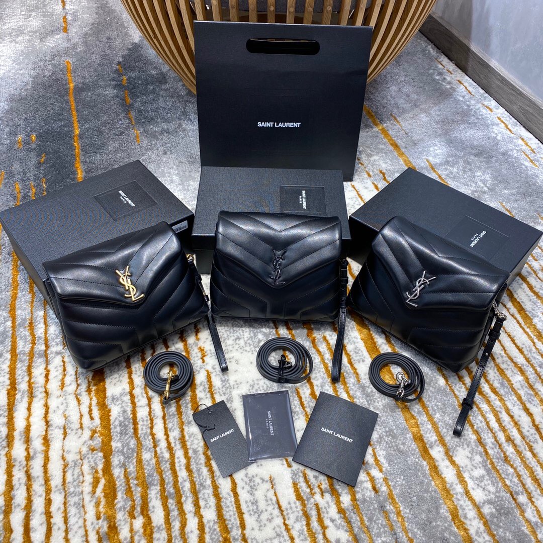 SAINT LAURENT Loulou Small Quilted Leather Shoulder Bag Black - Bag