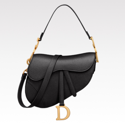 Dior Womens Bags Shoulder Bags SADDLE BAG Black Grained Calfskin - Bag