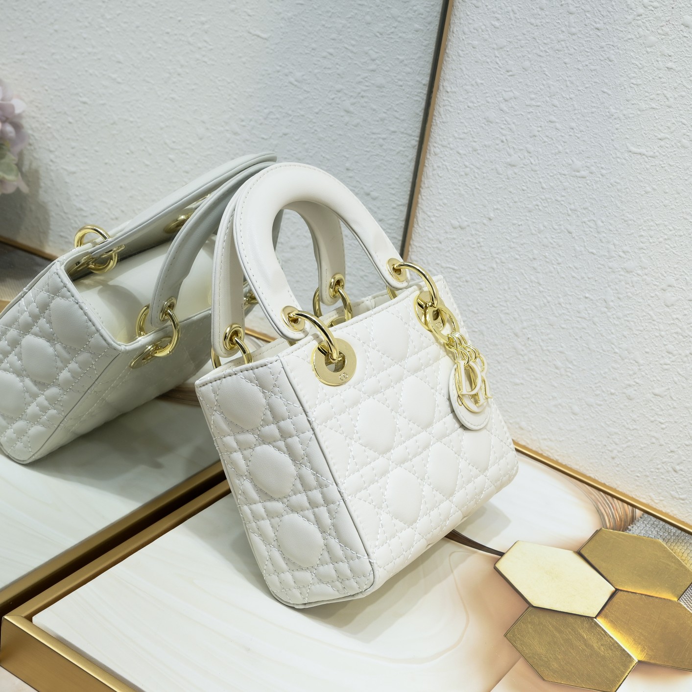 Dior Mini Lady Dior Bag White Cannage Calfskin - Bag