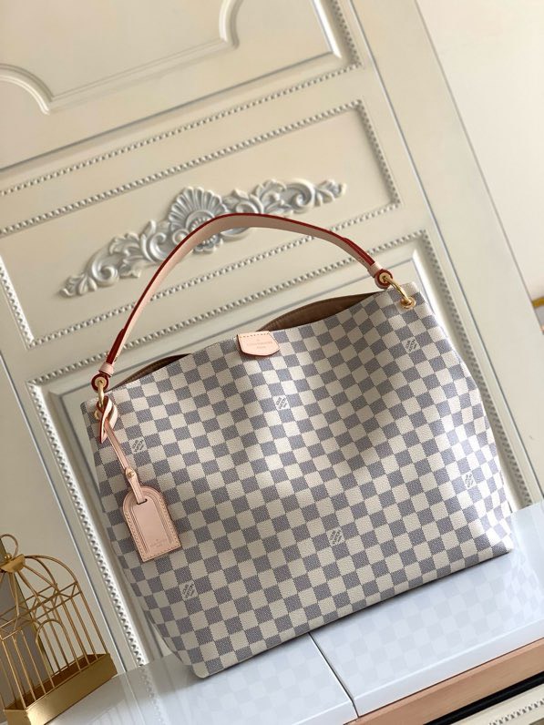 Louis Vuitton Graceful MM Damier Azur Canvas Shoulder Bag