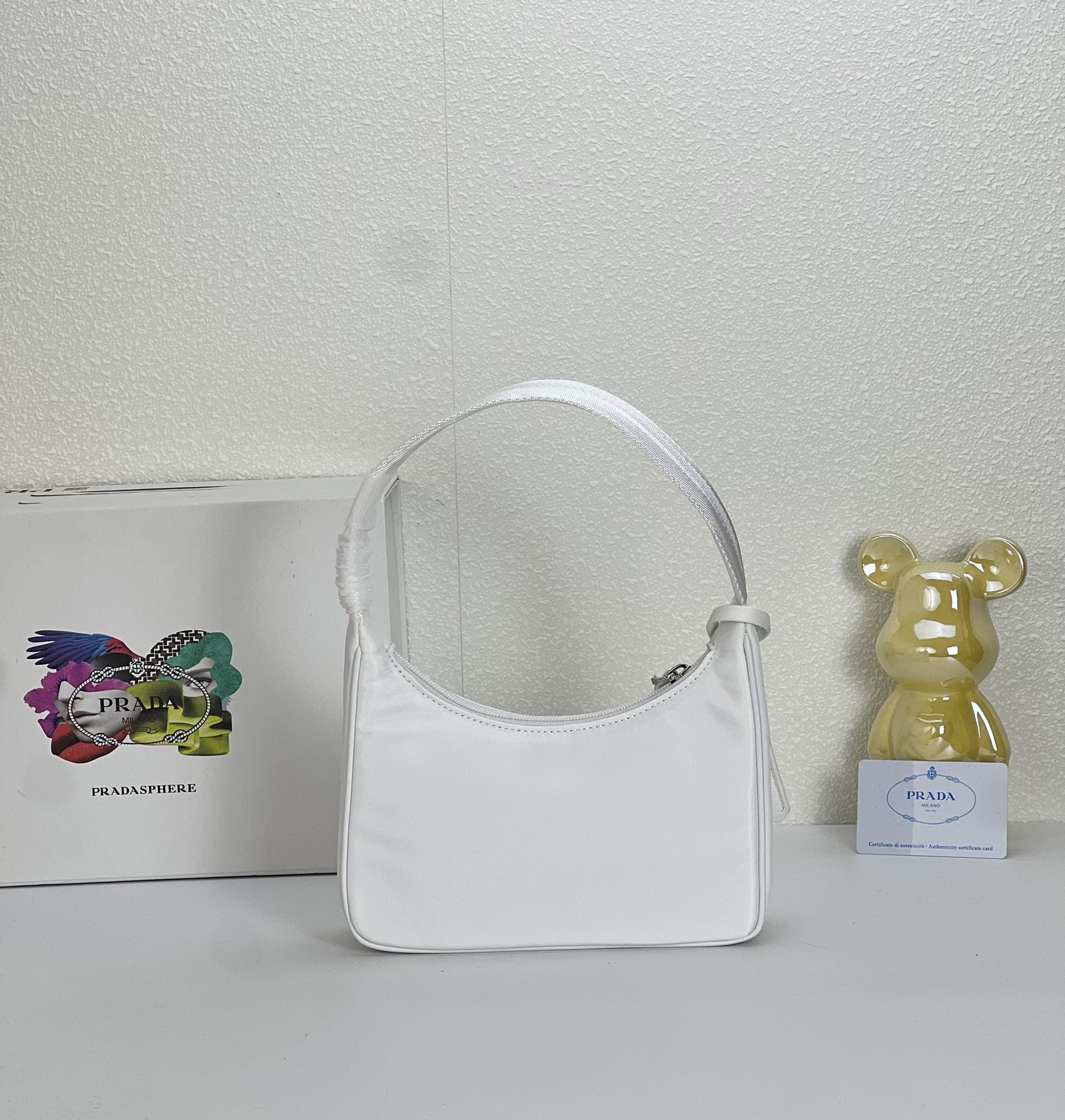 Prada Hobo Medieval Moon Bag - White Bag