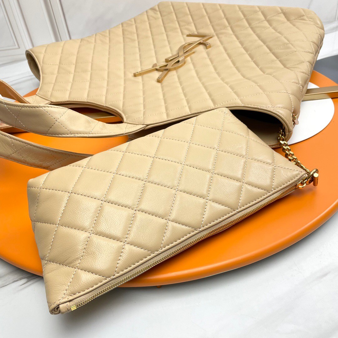 SAINT LAURENT ICARE MAXI SHOPPING BAG IN QUILTED Calfskin APRICOT - Bag