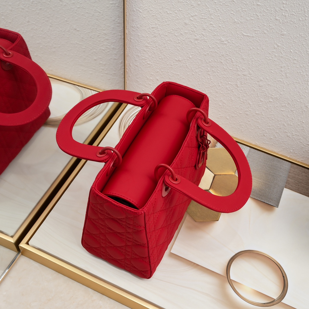 Dior Medium Lady Dior Bag Red Ultramatte Calfskin - Bag