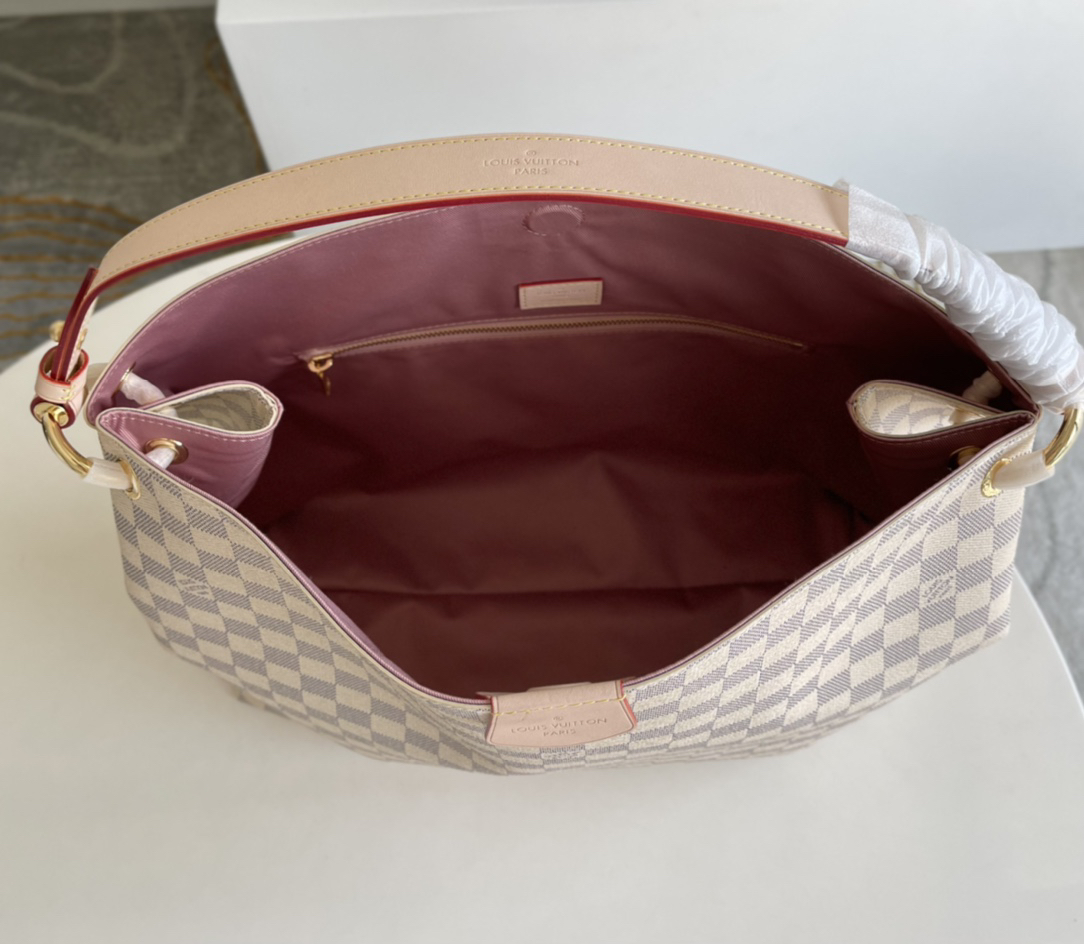 Louis Vuitton Graceful MM Damier Azur Canvas Shoulder Bag