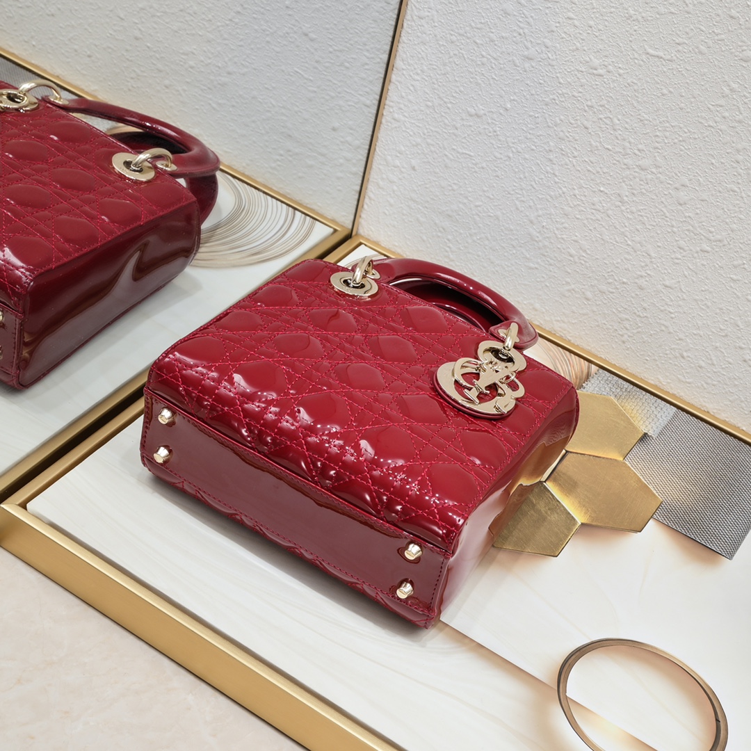 Dior Small Lady Dior Bag Red Cannage Calfskin Golden Hardware - Bag