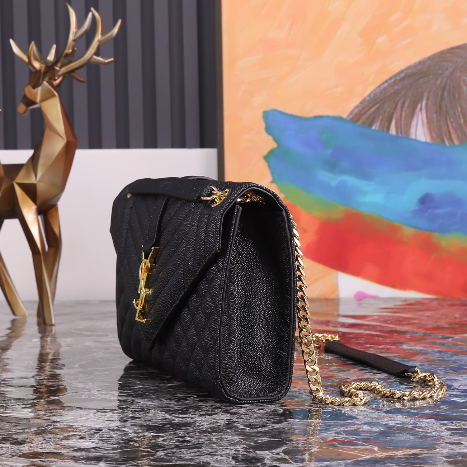 SAINT LAURENT Envelope Medium Bag -Black Bag