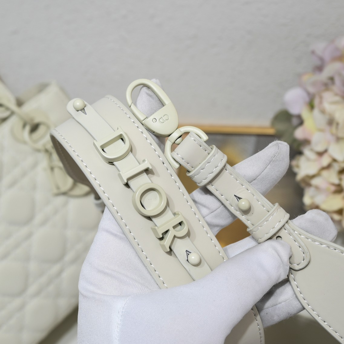 Dior Small Lady Dior Bag White Ultramatte Calfskin - Bag