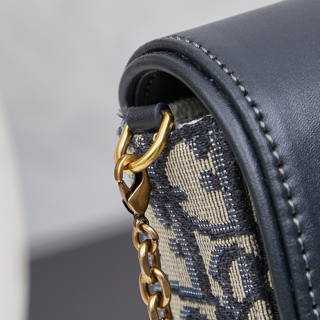 Dior Saddle Blue Chain Pouch Bag