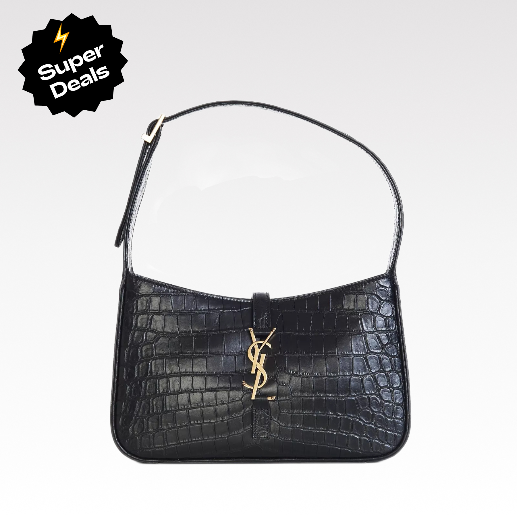 SAINT LAURENT YSL Croc-Embossed Le 5 à 7 Hobo Bag