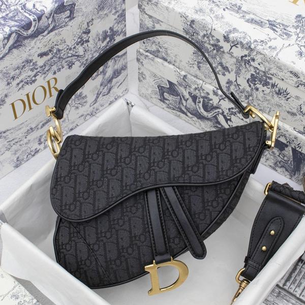 Dior Saddle Handbag Oblique Jacquard Black Bag