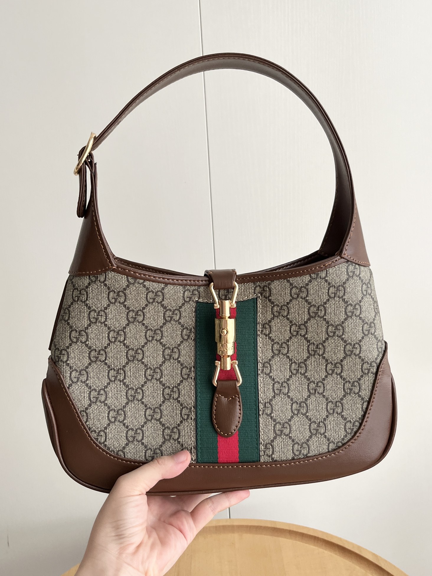 Gucci Jackie 1961 Shoulder Bag Small GG Beige/Ebony - Bag