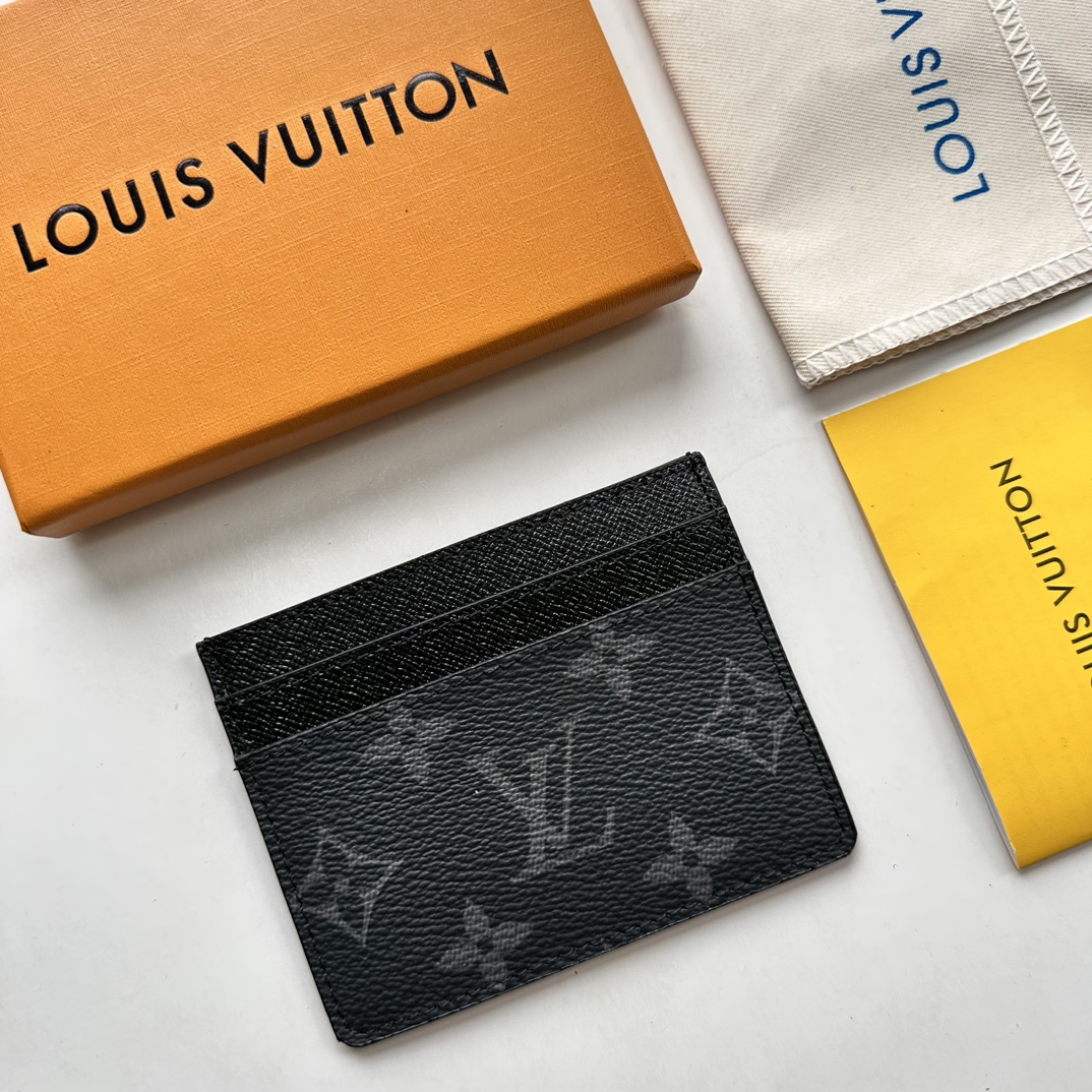 Louis Vuitton Double Card Holder Black Monogram Wallet ﻿