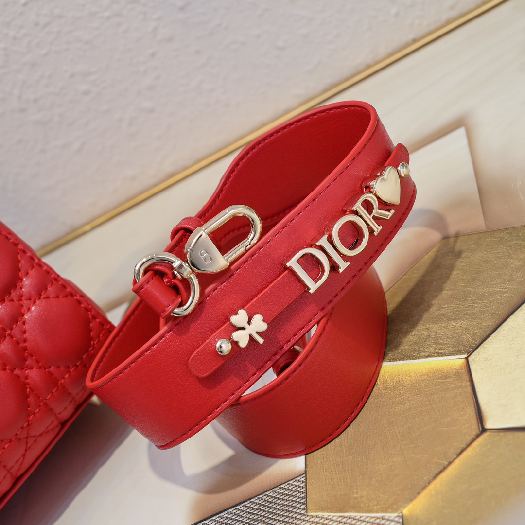 Dior Small Lady Dior Bag Red Cannage Calfskin Golden Hardware - Bag