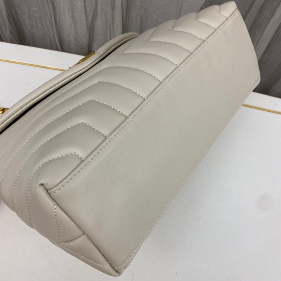 SAINT LAURENT Loulou medium quilted leather shoulder bag white - Bag