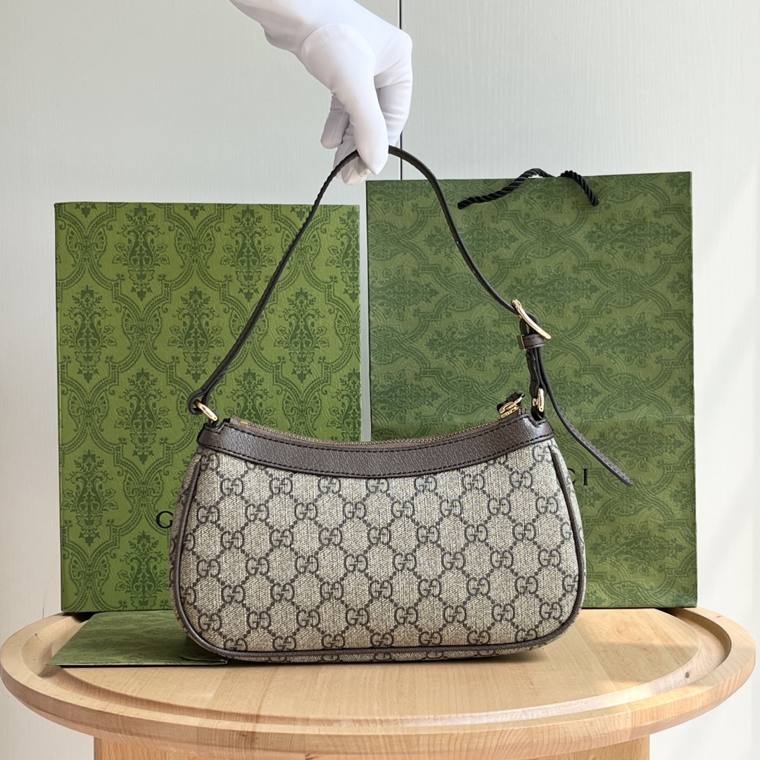 Gucci Ophidia Collection Handbag - Beige And Dark Brown Bag