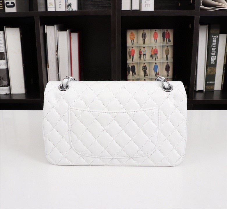 Chanel Classic Double Flap Bag White Silver Hardware - Bag