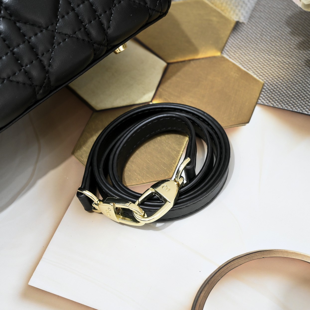 Dior Medium Lady Dior Bag Black Cannage Calfskin Golden Hardware - Bag