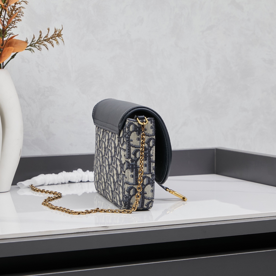 Dior Saddle Blue Chain Pouch Bag