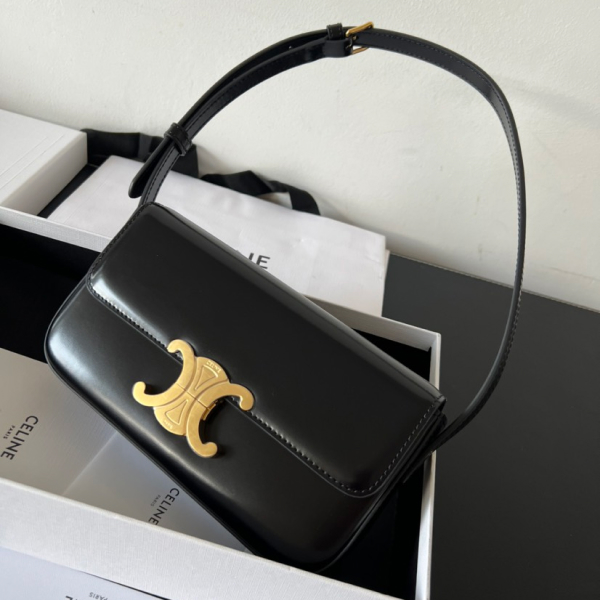 Celine shoulder bag claude in shiny calfskin black - Bag