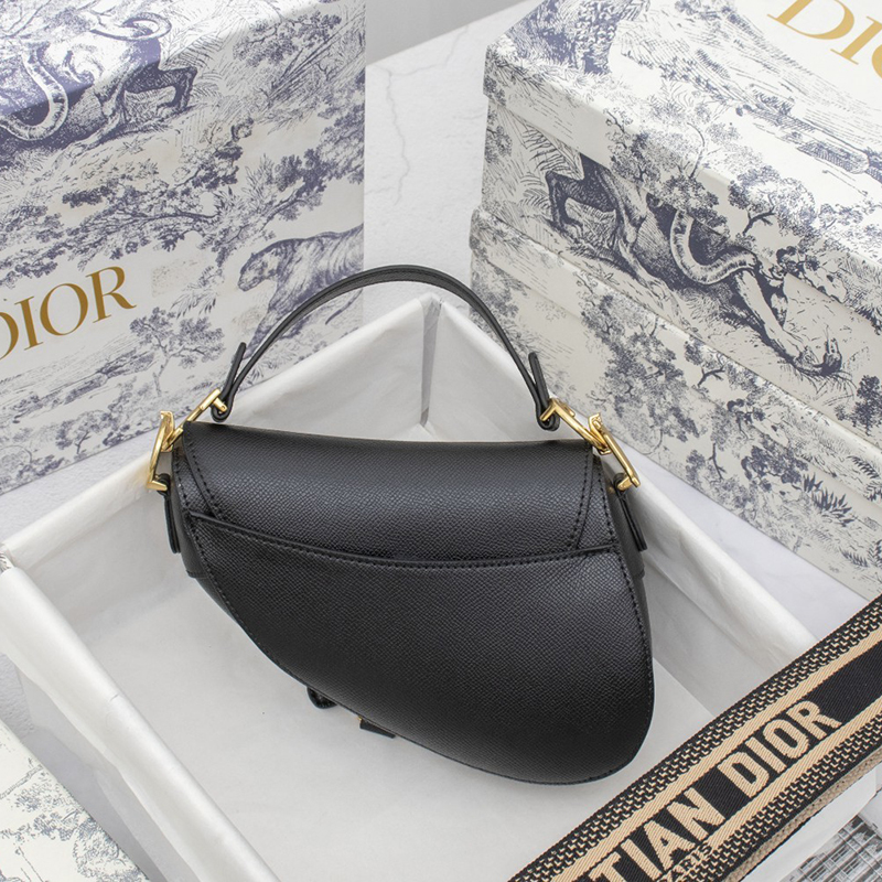 Dior Womens Bags Shoulder Bags SADDLE BAG Black Grained Calfskin - Bag