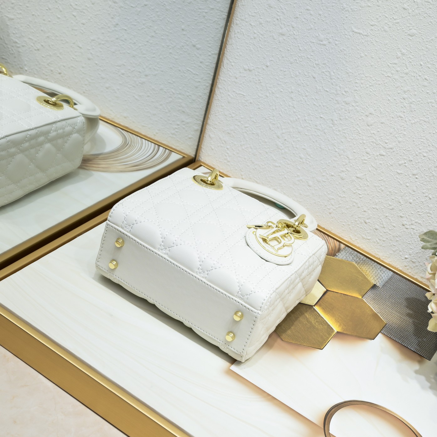 Dior Mini Lady Dior Bag White Cannage Calfskin - Bag