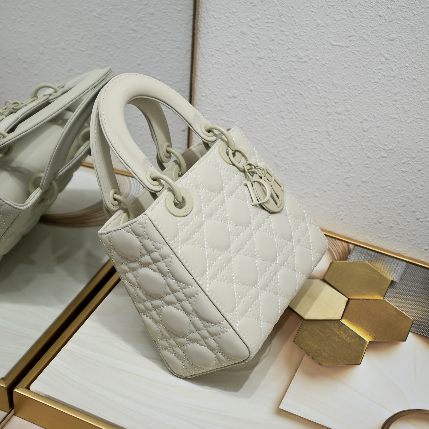 Dior Small Lady Dior Bag White Ultramatte Calfskin - Bag