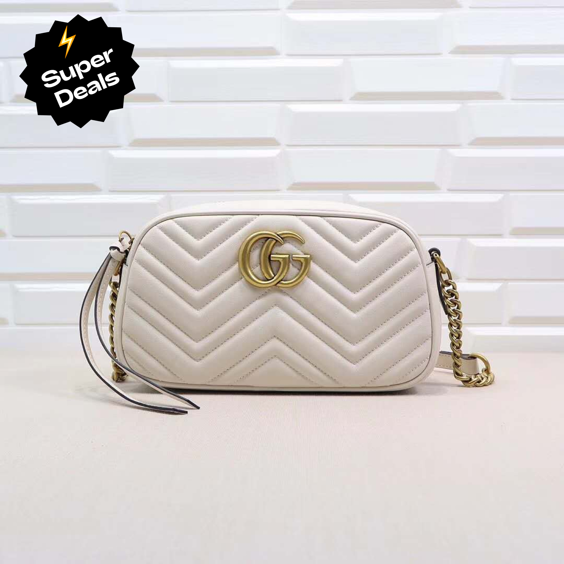 GUCCI Calfskin Matelasse GG Marmont Chain Shoulder Bag