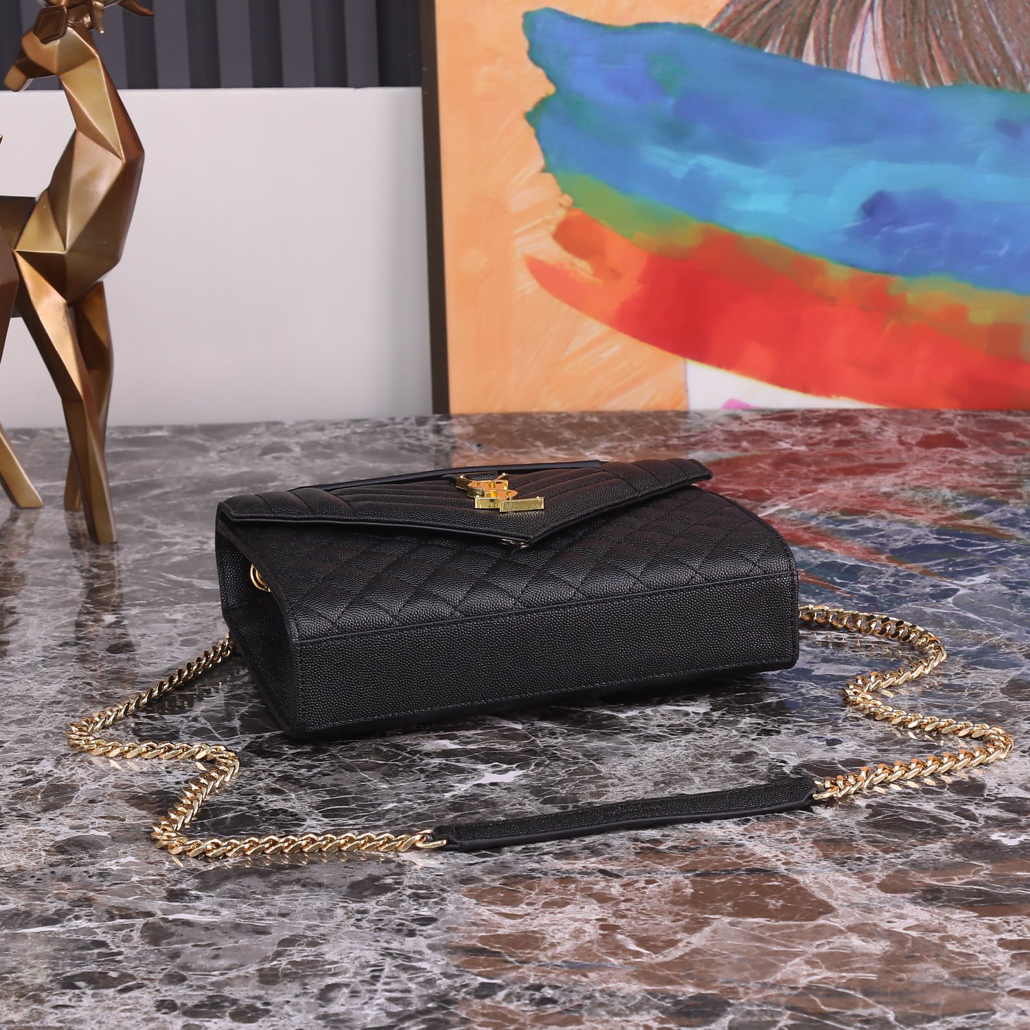 SAINT LAURENT Envelope Medium Bag -Black Bag