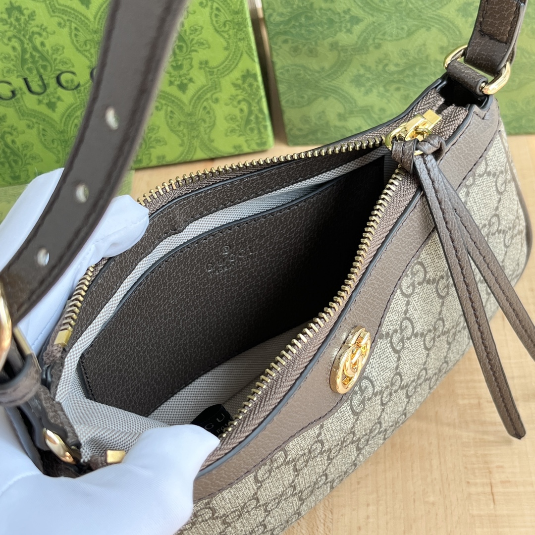 Gucci Ophidia Collection Handbag - Beige And Dark Brown Bag