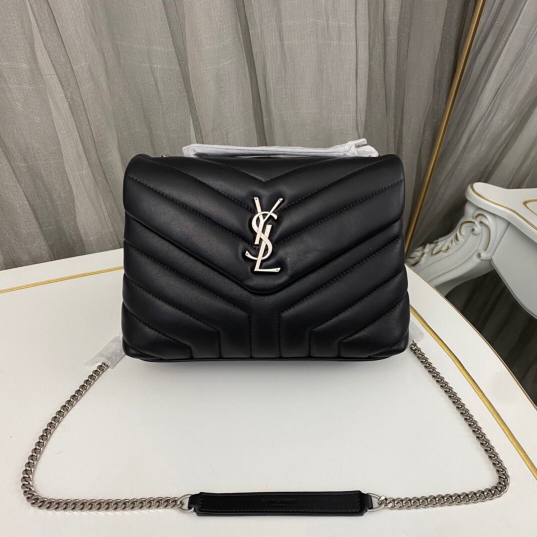 SAINT LAURENT Loulou Small Quilted Leather Shoulder Bag Black - Bag