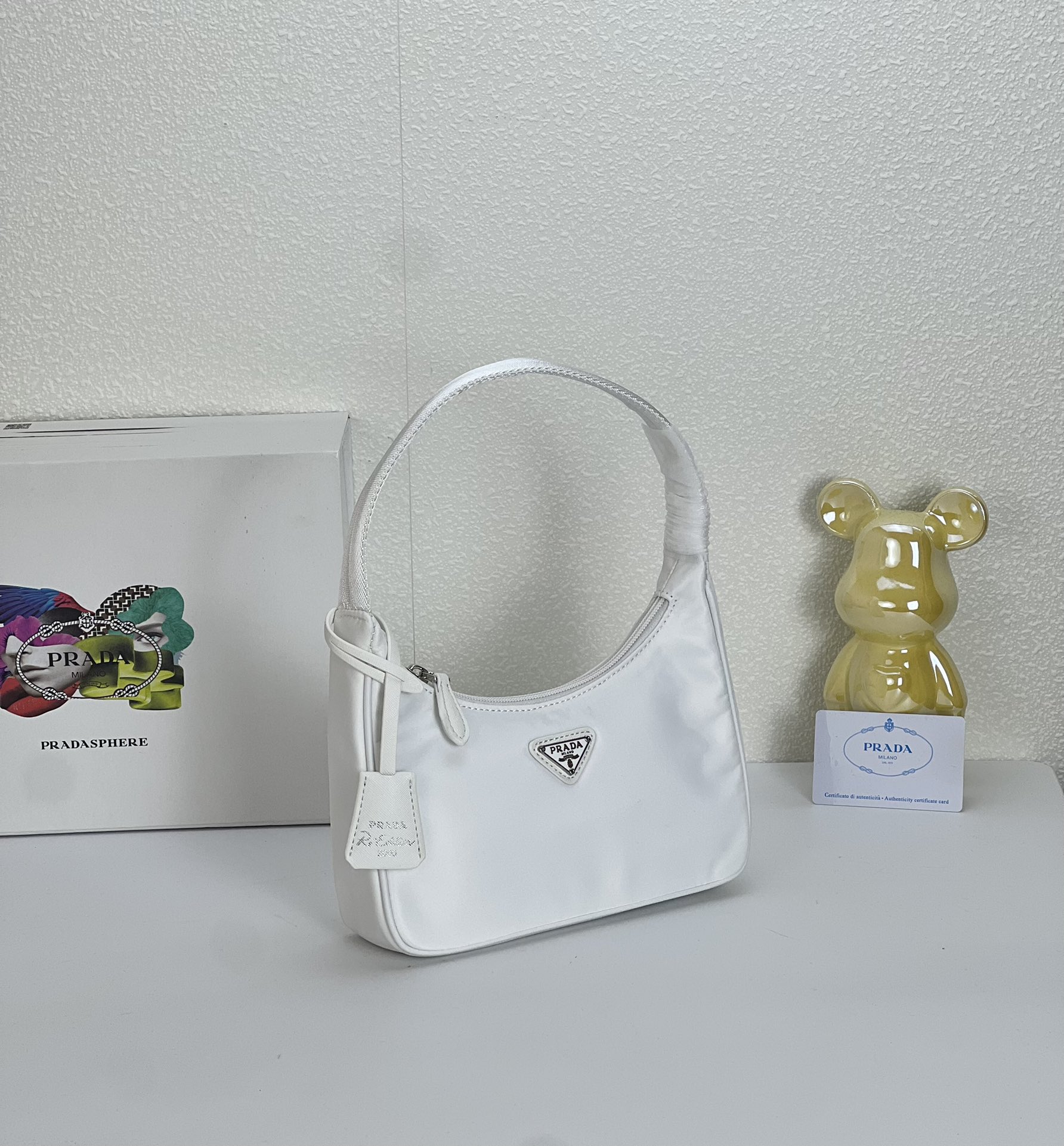 Prada Hobo Medieval Moon Bag - White Bag