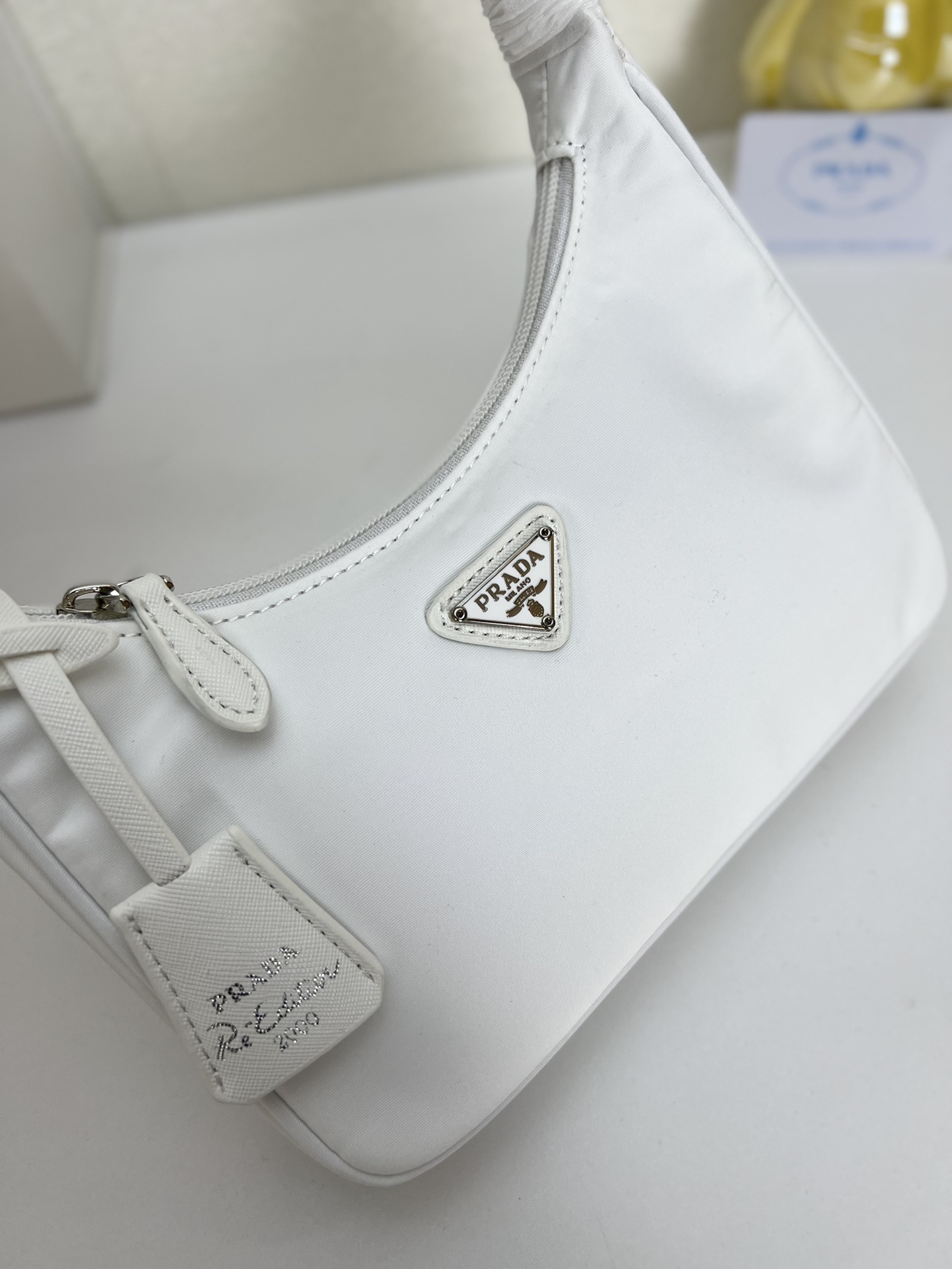 Prada Hobo Medieval Moon Bag - White Bag