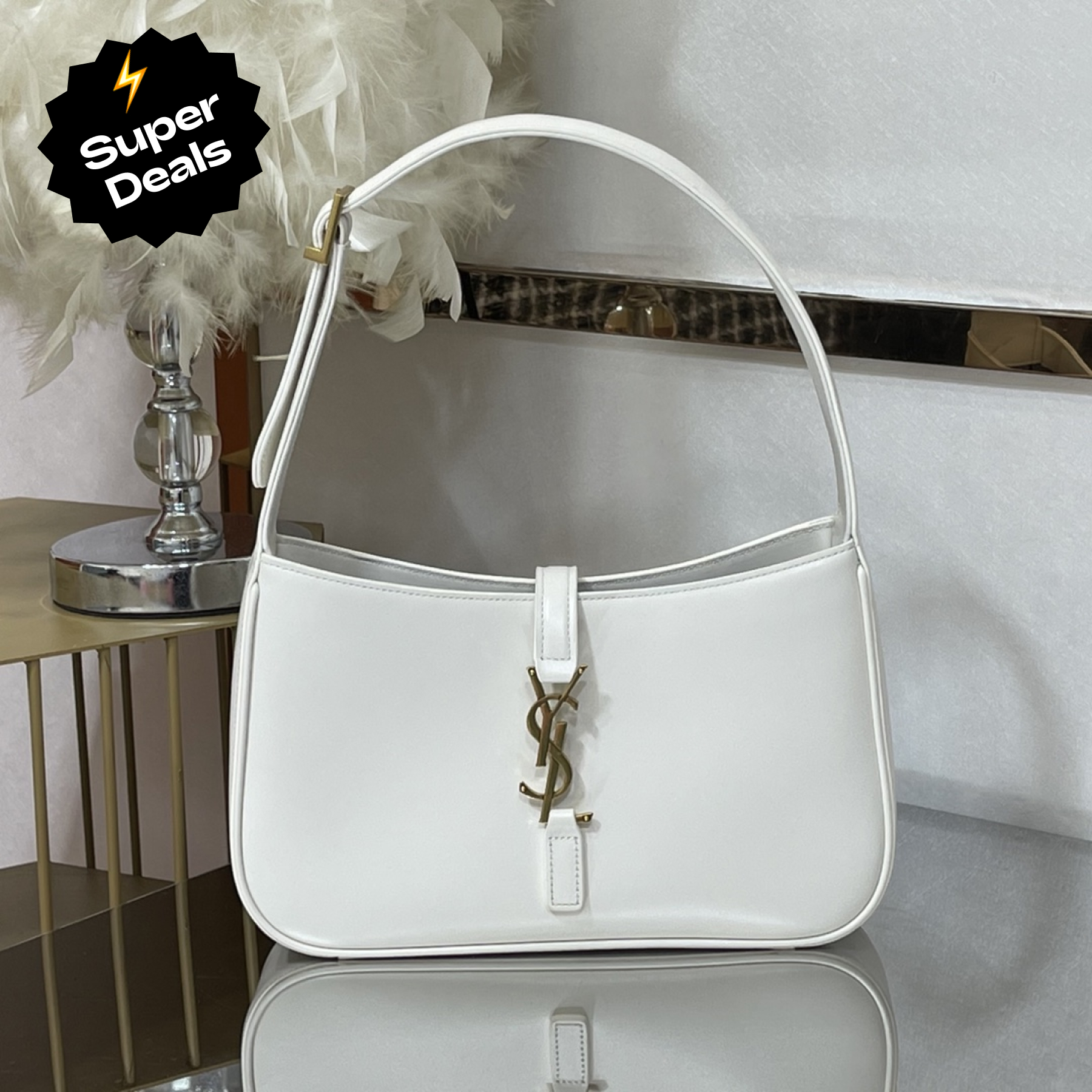 SAINT LAURENT YSL Croc-Embossed Le 5 à 7 Hobo Bag