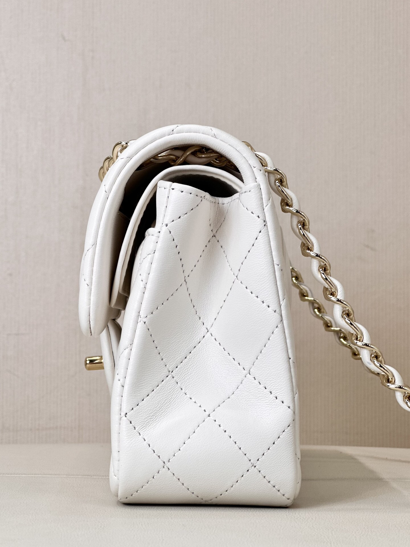 Chanel Classic Double Flag Bag White Leather Shoulder Bag