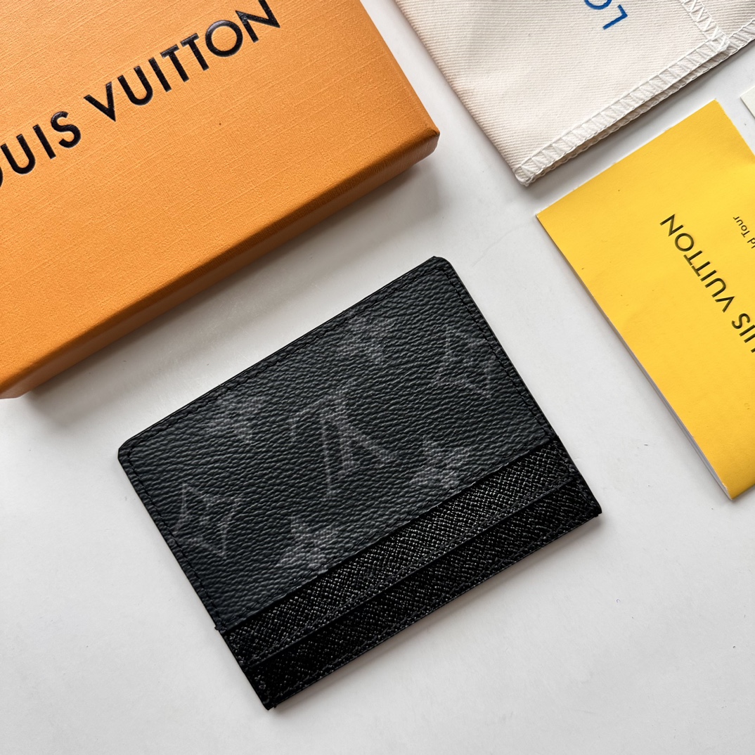 Louis Vuitton Double Card Holder Black Monogram Wallet ﻿