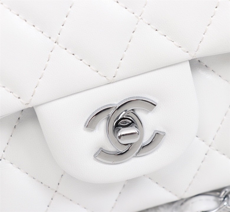Chanel Classic Double Flap Bag White Silver Hardware - Bag