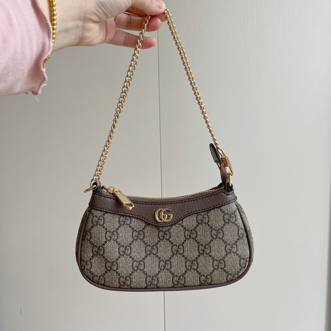 Gucci Ophidia Collection Handbag - Beige And Dark Brown Bag