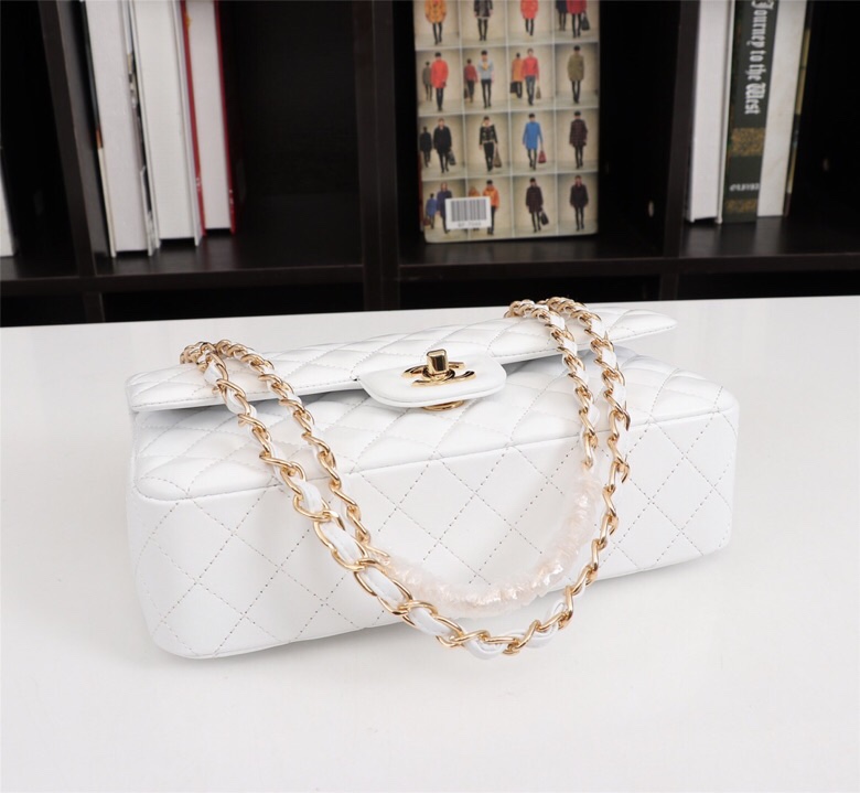 Chanel Classic Double Flap Bag White Golden Hardware - Bag