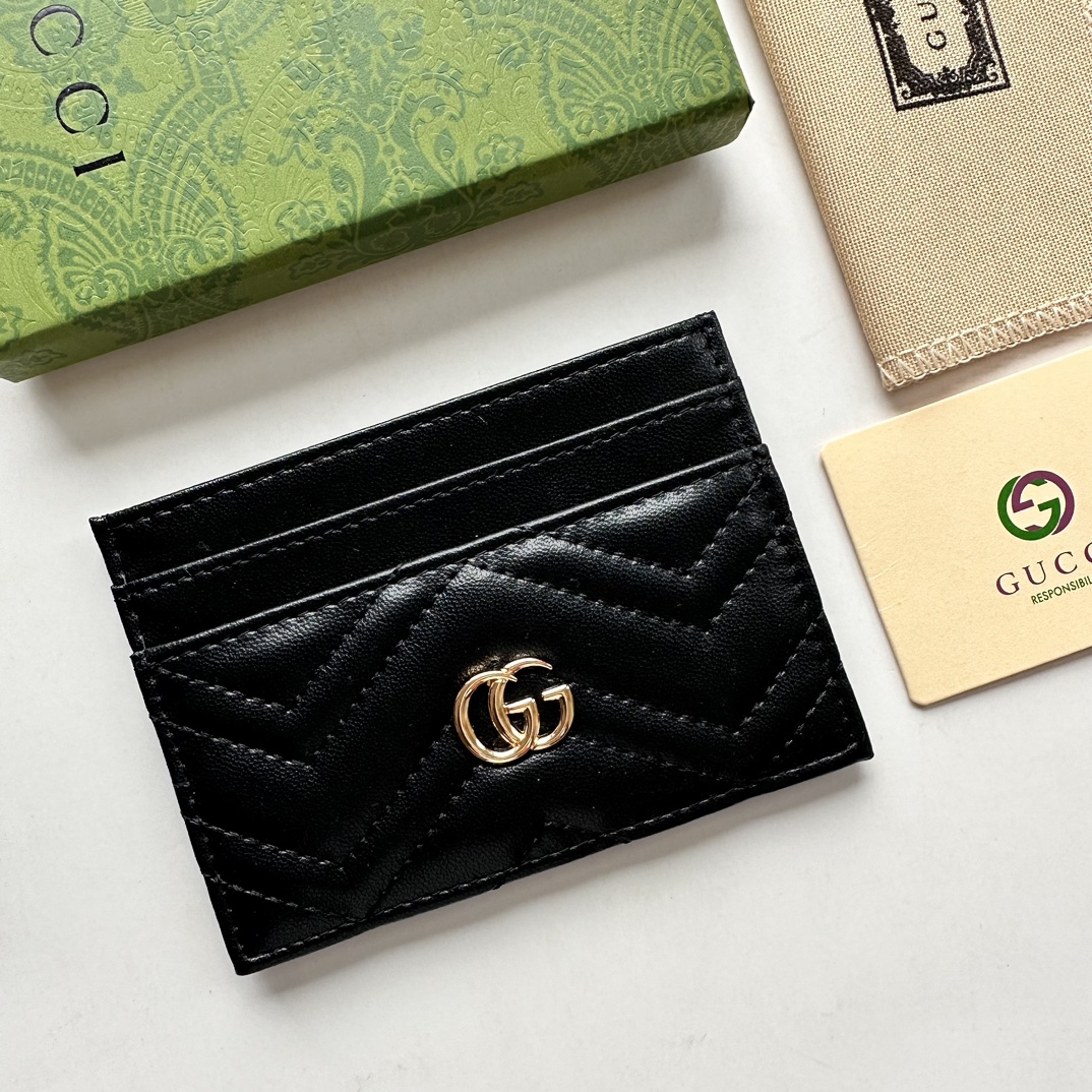 Gucci GG Marmont card case black leather-wallet