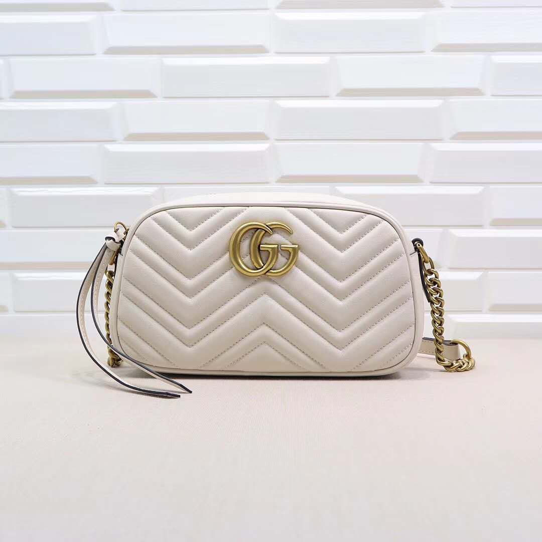 GUCCI Calfskin Matelasse GG Marmont Chain Shoulder Bag