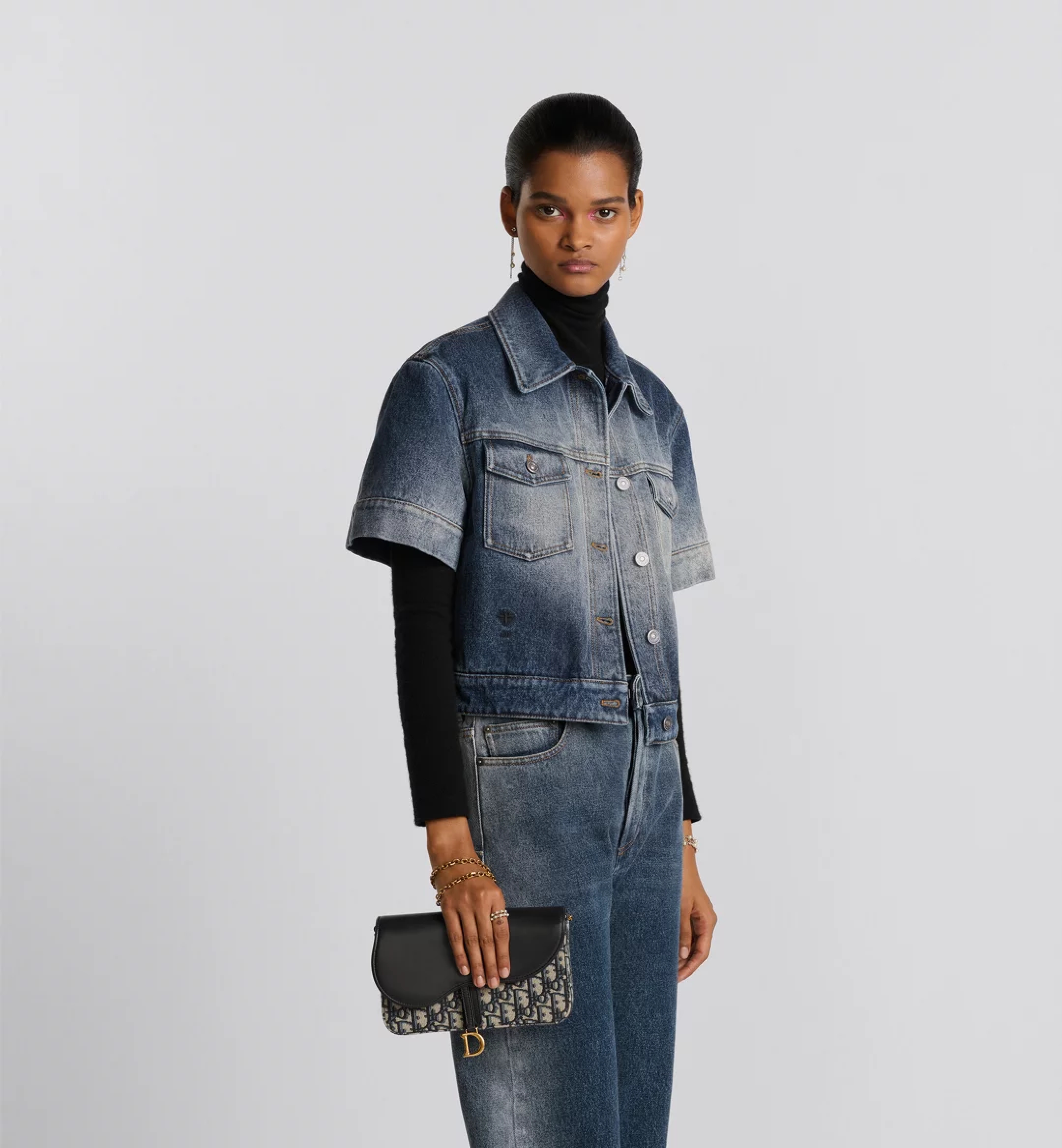 Dior Saddle Blue Chain Pouch Bag