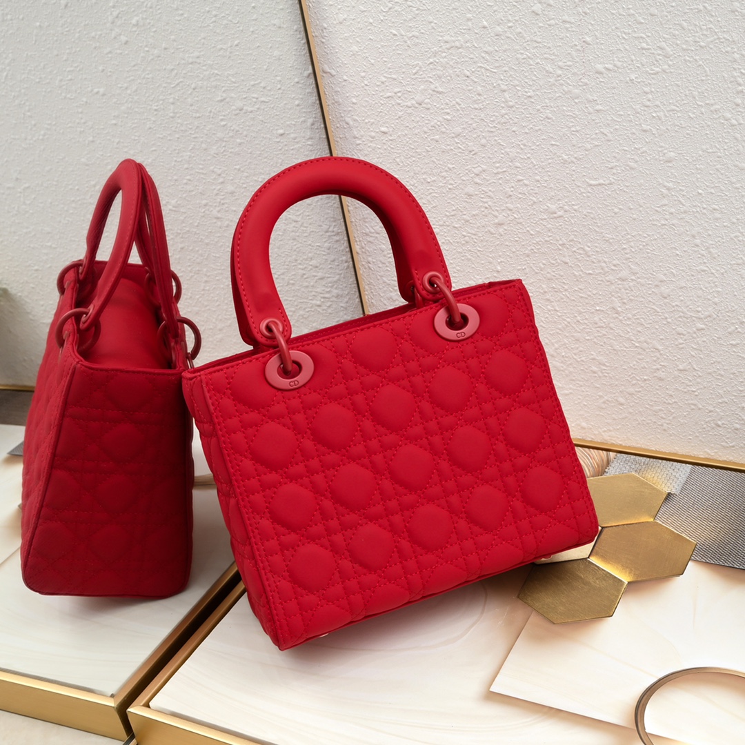 Dior Medium Lady Dior Bag Red Ultramatte Calfskin - Bag